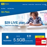 Telechoice $29 Live Plan 5.5GB Data 12 Months Plan for New and Eligible Recontracting Customers