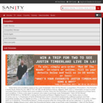 Win A Trip for 2 to LA to See Justin Timberlake Live from Sanity