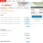 Lenovo ThinkPad X1 Carbon G6 - Intel Core i5-8250U / 14.0" FHD / 8GB DDR3-2133 / 256GB M.2 SSD | $1899 Delivered @ Lenovo