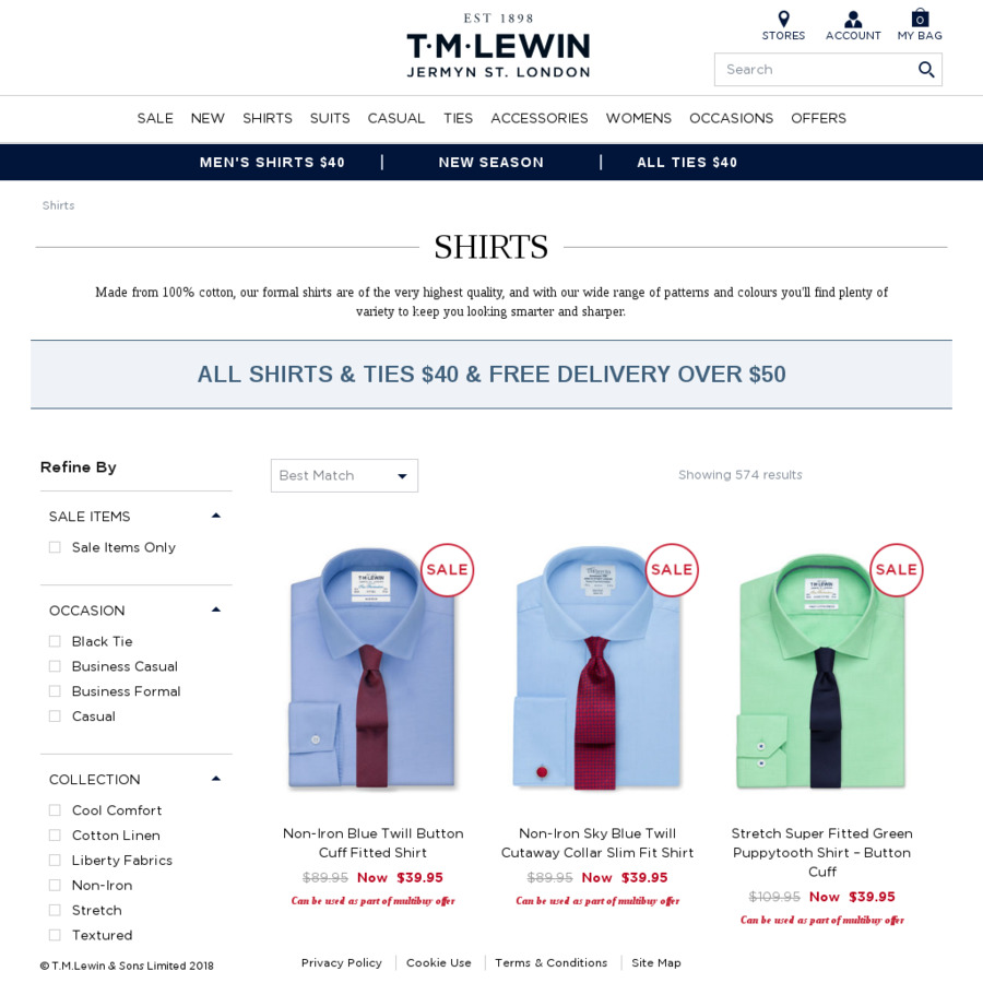 TM Lewin Sale - Shirts or Ties $40, Free Delivery Over $50 - OzBargain