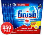 250 Finish Max in 1 Powerball Super Charged Dishwashing Tablets Lemon Sparkle + $1 Item = $45.50 ($0.18 Per Tab) @ Catch eBay