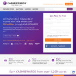$15 Join up Credit (Min. $25 Spend) at Cashrewards
