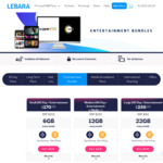 Lebara Mobile Phone & Entertainment Bundles, 180 Days, Small $170, Medium $210, Large $250