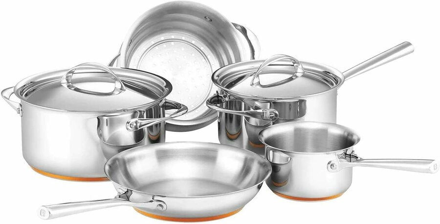 Essteele Per Vita Copper Base Induction 3 Piece Covered Saucepan Set