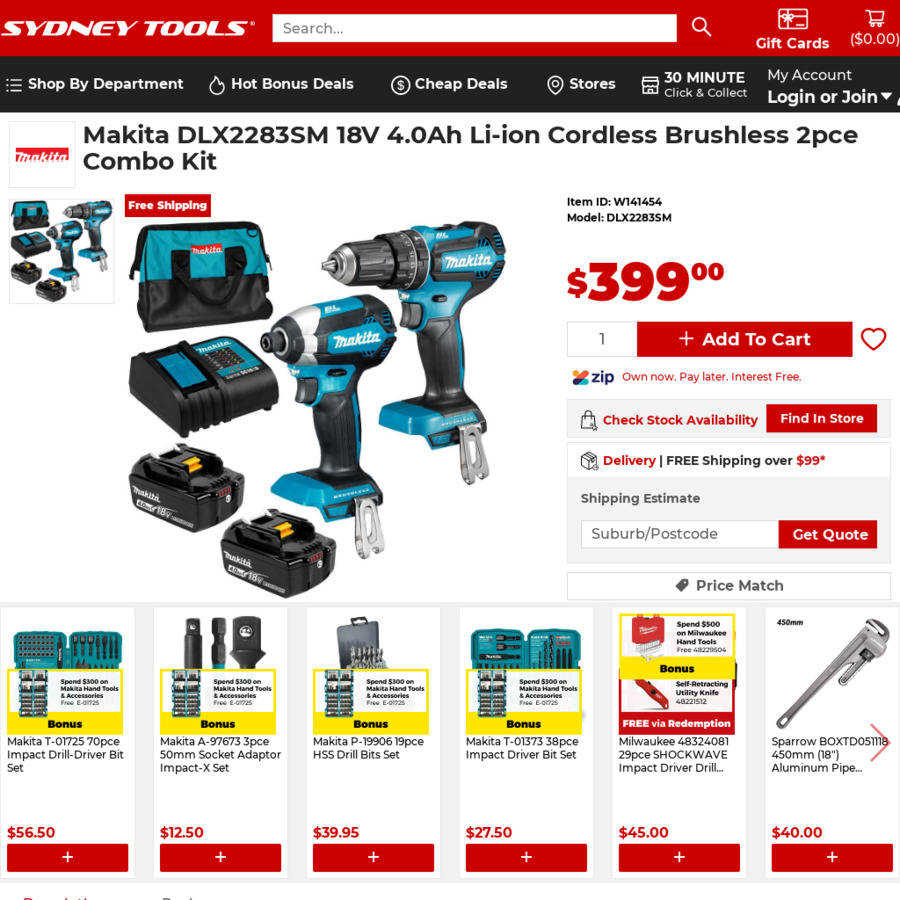 Makita DLX2283SM 18V 4.0ah Li Ion Cordless Brushless 2pce Combo Kit 399 Sydney Tools OzBargain