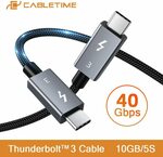 CABLETIME Thunderbolt 4 USB-C to USB-C 40Gbps 100W PD 0.5m Cable US$18.69 (~A$25.51) Delivered @ Cabletime AliExpress