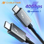 Cabletime Thunderbolt 3 USB-C 40Gbps 100W PD Cable 0.5m US$14.29 (~A$20.64) Delivered @ Cabletime Official AliExpress