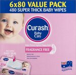 Curash Fragrance Free Baby Wipes 8x 80-Pack $11.99 ($10.79 S&S) + Delivery ($0 with Prime/ $39 Spend) @ Amazon AU