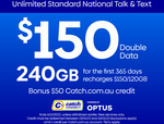 Catch Connect 365 Day Mobile Plan - 240GB $150 (Bonus $50 Catch Credit), New Customers Only @ Catch