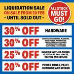 [NSW] 20-30% off Liquidation Sale (in Store Only) @ Mitre 10, Byron Bay