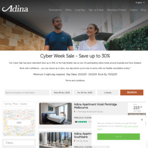 20% off @ Adina Hotels (Australia & New Zealand), Extra 10% off with eClub Signup
