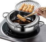 Deep Fryer Pot - Stainless Steel, Thermometer,Lid And Oil Drip Drainer (3.4L) $24.86 + Delivery ($0 Prime/$59 Spend) @ Amazon AU