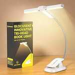 Tri-Head Book Reading Light $13.59 / $13.99 + Delivery ($0 with Prime/ $59 Spend) @ Glocusent via Amazon AU