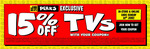 [Perks] Extra 15% off TVs (Exclusions Apply) + Delivery ($0 C&C/ In-Store) @ JB Hi-Fi
