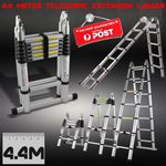4.4 Meter Double Multi Purpose Telescopic Aluminium Extension Ladder Step 150 KG - $139