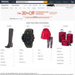 20% off Clothing, Shoes, Jewelry, Watches &Luggage Sold & Shipped by Amazon, No Minimum Spend