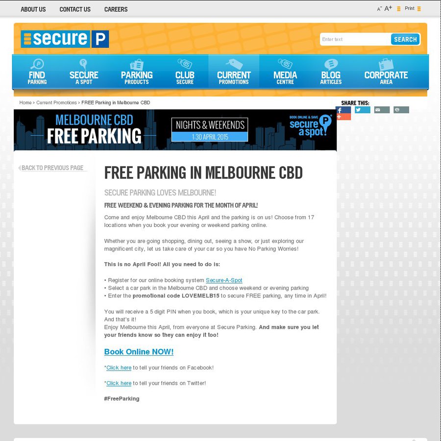 Free Weekend and Evening Parking in Melbourne CBD in April (via Secure Parking) OzBargain