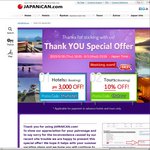 3000 Yen (~ $32 AUD) off Hotel Bookings + 10% off Tour Bookings at JAPANiCAN.com (No Min Spend)