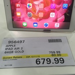 iPad Air 2 64GB $679.99 @ Costco Ringwood VIC (Membership Needed)