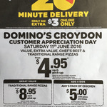 Domino's - $4.95 Pick-up Any Pizza, Sat 11 June until 7PM, Croydon VIC