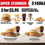 Whopper Jnr Super Stunner - $5.95 @ Hungry Jack's (Burger / Sml Chips / Sml Coke / Mini Drumstick / 3 Nuggets)