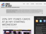 20% off iTunes Cards at JB Hi-Fi Starting Wednesday