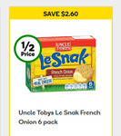 Uncle Tobys Le Snak 6 Pack $2 (Was $4.50) @ Woolworths