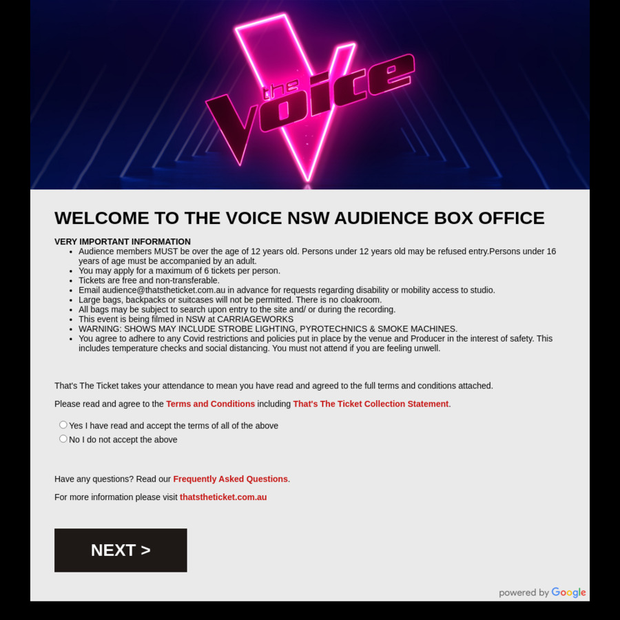 [NSW] Free Audience Tickets to THE VOICE TV Show That's The Ticket