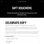 20% Bonus Value Voucher When Purchasing a LUCAS Restaurant Group Voucher over $100 @ LUCAS Online