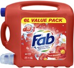 Fab Liquid Laundry Detergent Varieties 6L $22.50 Each + Delivery ($0 C&C/ in-Store/ $100 Order) @ BIG W