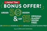 Original Glazed Doughnuts: Order 50/100 Dozen & Get 15/30 Dozen Free @ Krispy Kreme Fundraising