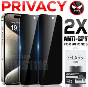 Privacy Tempered Glass Screen Protectors for iPhone 16/15/14/13/12/11/XS/XR Pro Max - $4.74 Delivered (Was $7.90) @ HMS1116 eBay