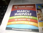 Reading Cinemas - 2D Movies $8.50, 3D Movies $11 Only at Dandenong VIC