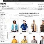 ASOS 20% off Men's Coats and Jackets