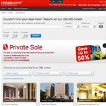 Another from Hotels.com. "Private Sale" for Members/E-Mail Subscribers Save up to 50%
