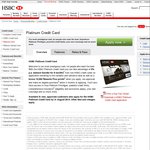 HSBC Platinum Visa: $0 Annual Fee for Life, Bonus 10,000 Points, 0%pa Balance Transfer for 8mths