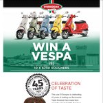 Win a Vespa Scooter PX150 or 1 of 10 $250 Woolworths Gift Cards from D'Orsogna