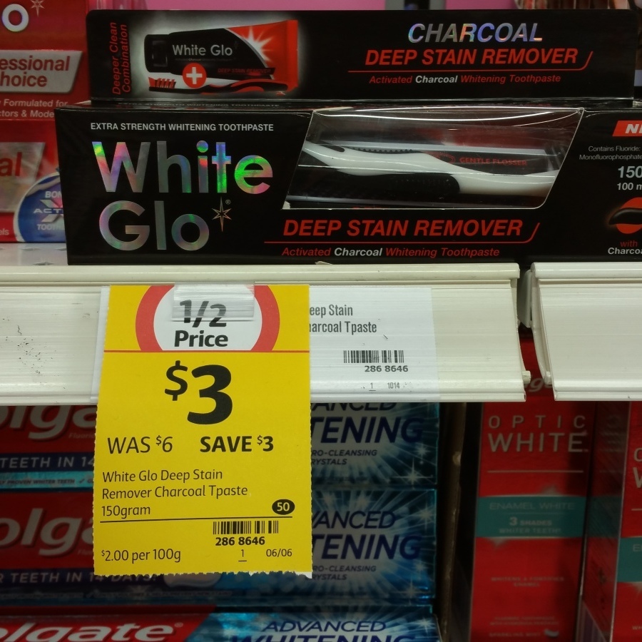 white glo charcoal toothpaste coles