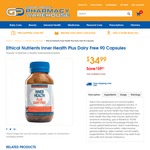 Ethical Nutrients Inner Health Plus Dairy Free 90 Capsules $34.99 @ Good Price Pharmacy [In-store] ($52.49 @ Chemist Warehouse)