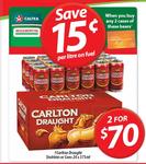 Buy 2 Slabs of Carlton Draught for $70, get 15 Cents Fuel Discount at Woolworths