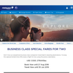Malaysia Airlines Business Class Special Fares for 2 [e.g ADL to MNL $4582 Return ($2291 Each)], Travel until June '19
