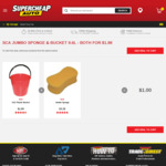 Jumbo Sponge & Bucket 9.6L - Both for $1.98 @ Supercheap Auto