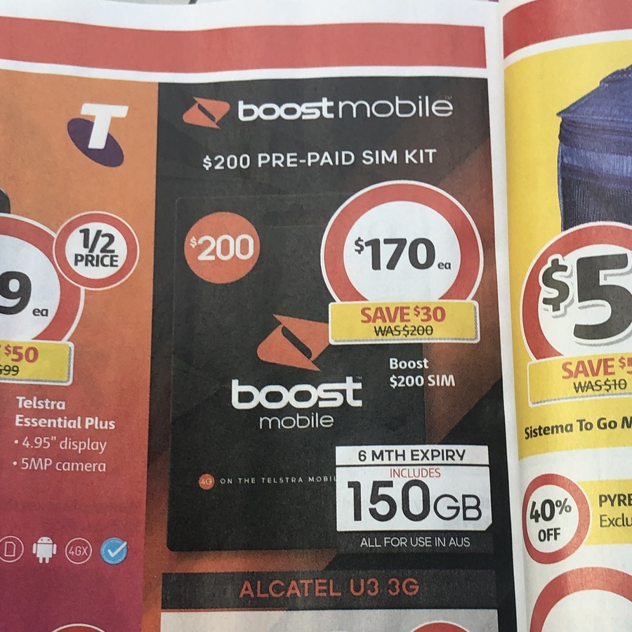 Boost Mobile 6 Month Plan 150GB 170 Coles OzBargain