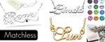 Personalized Name Necklace in 925 Sterling Silve/18K Gold Plated with Swarovski Birthstone $32