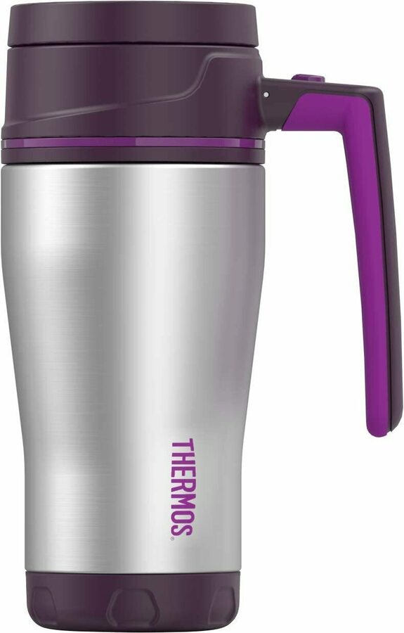 purple thermos travel mug