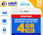 Catch Connect 30 Day SIM Plan 4GB Data, Unlim Talk/Txt (Month to Month) $9 @ Catch
