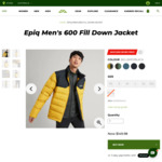Epiq Mens/Womens 600 Fill down Jacket $149 Delivered/ C&C @ Kathmandu
