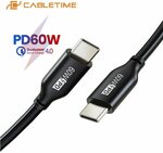 Cabletime USB-C to USB-C 60W PD Cable 1m US$1.38 (~A$1.91) Delivered @ Cabletime Official AliExpress