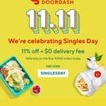 11% off + $0 Delivery Fee @ DoorDash
