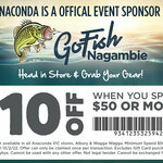 [VIC, NSW] $10 off with $50 Spend in-Store Only @ Anaconda (VIC, Albury & Wagga Wagga Stores)